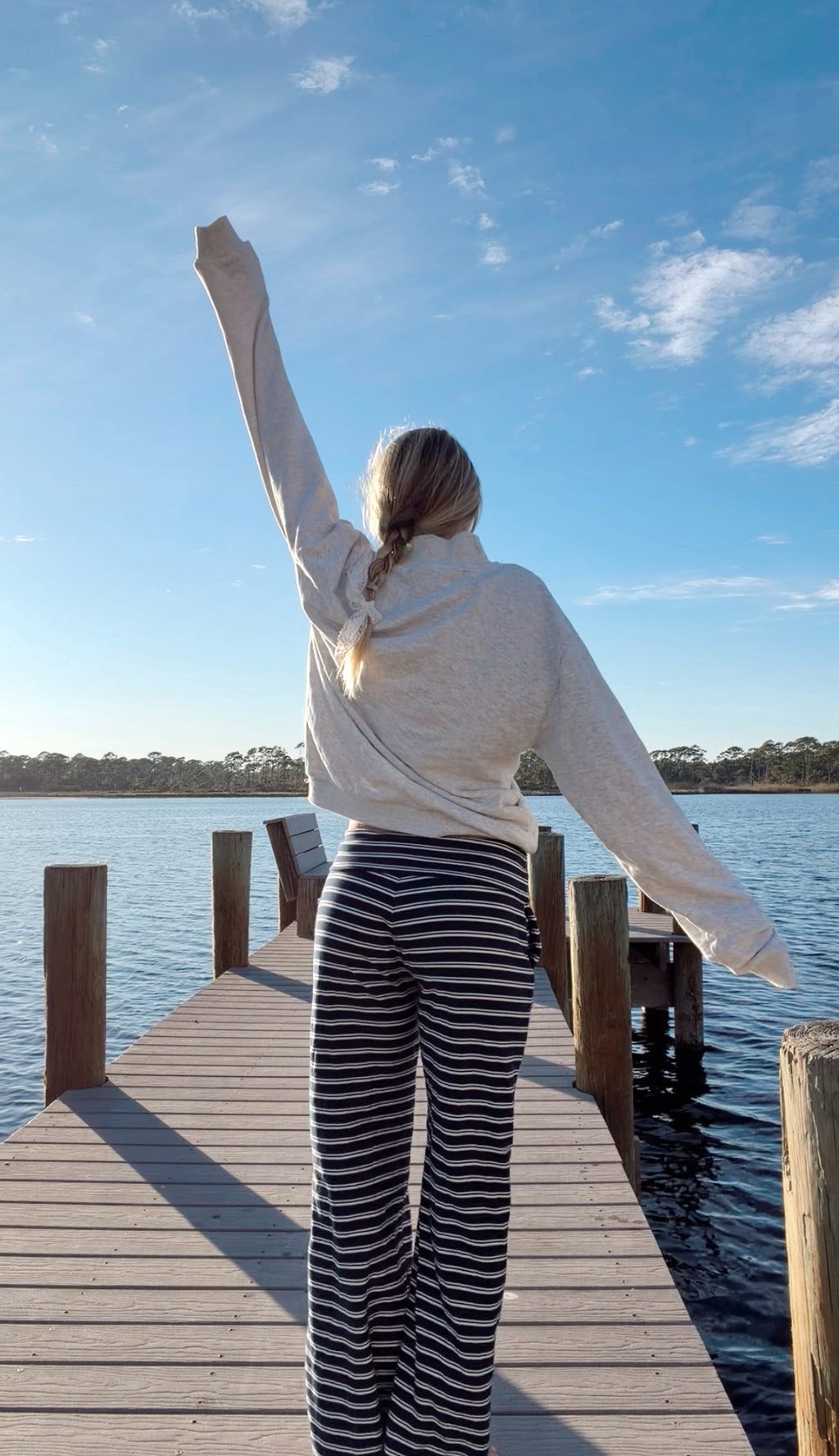 Striped Foldover Pants