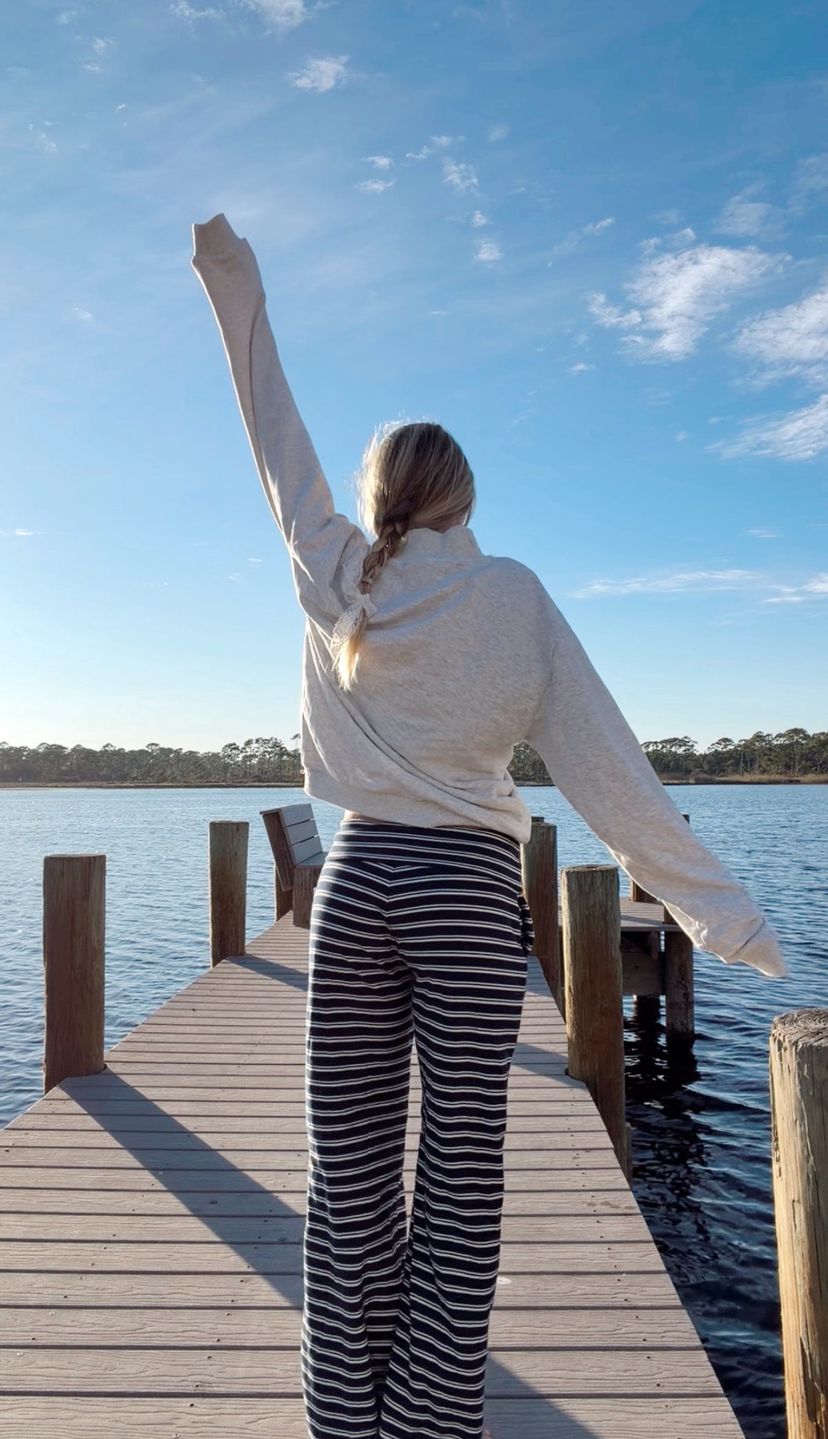 Striped Foldover Pants