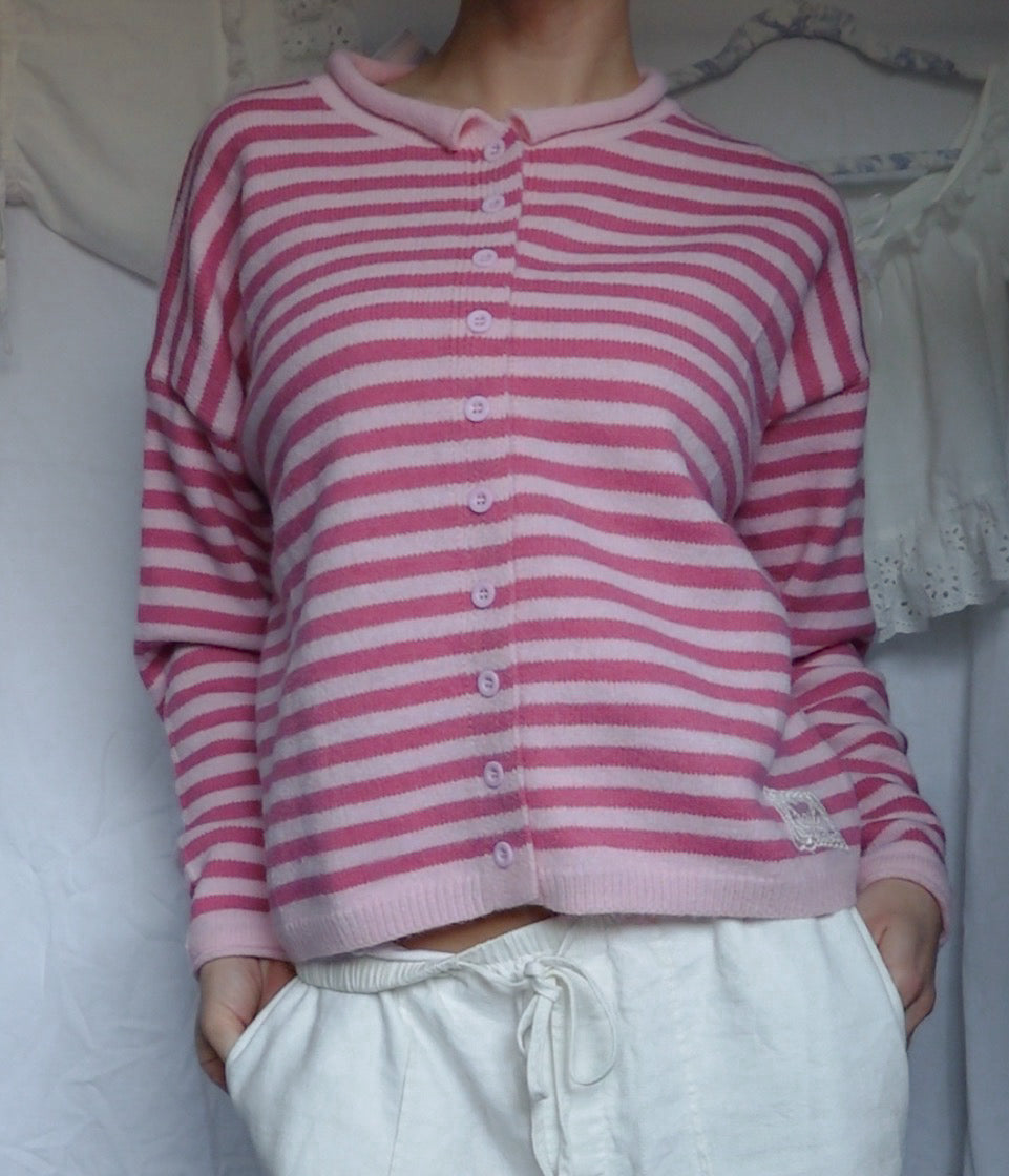 Striped Rollneck Cardigan