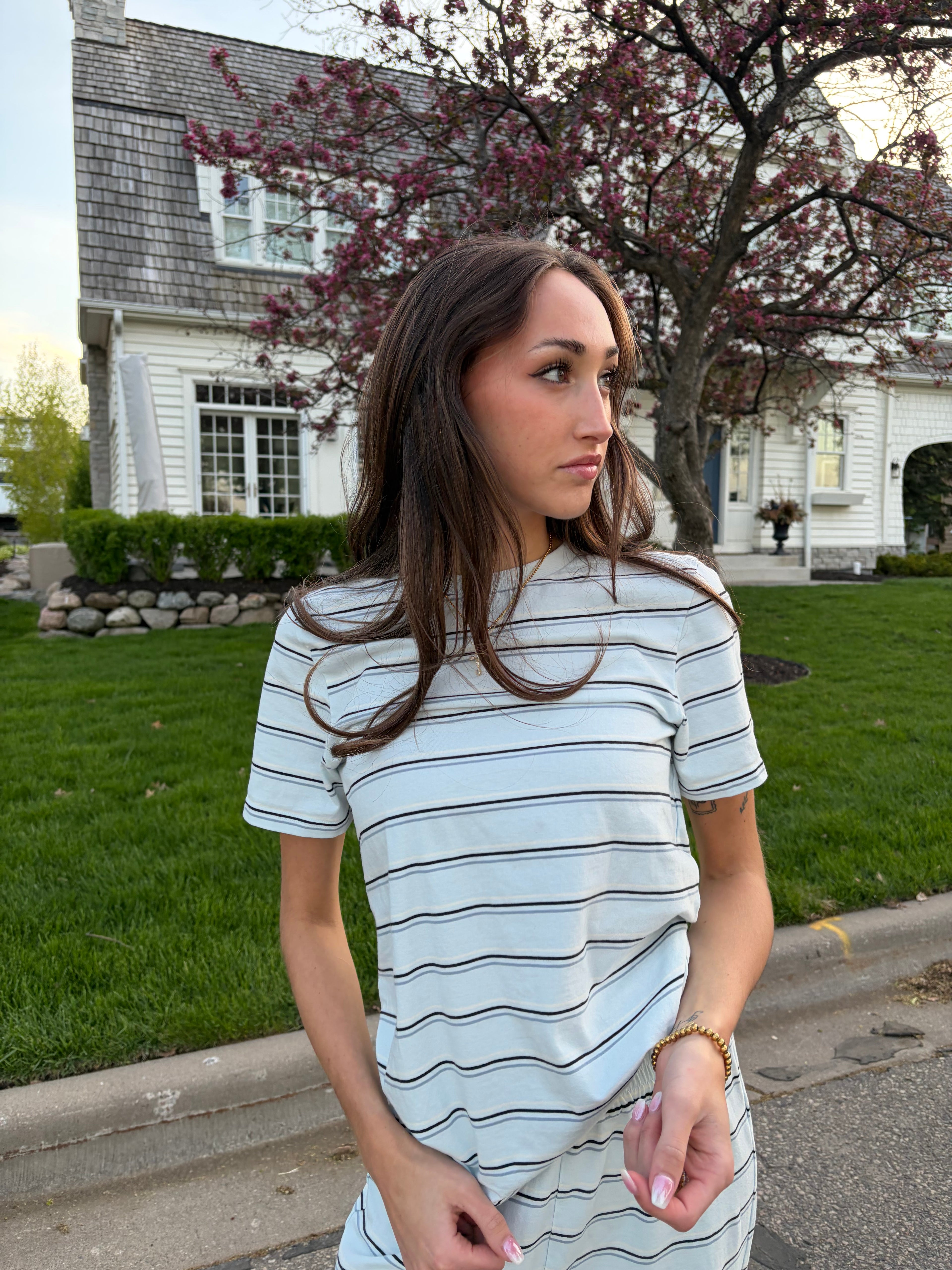 Seaside Oversized Tee Blue Stripe