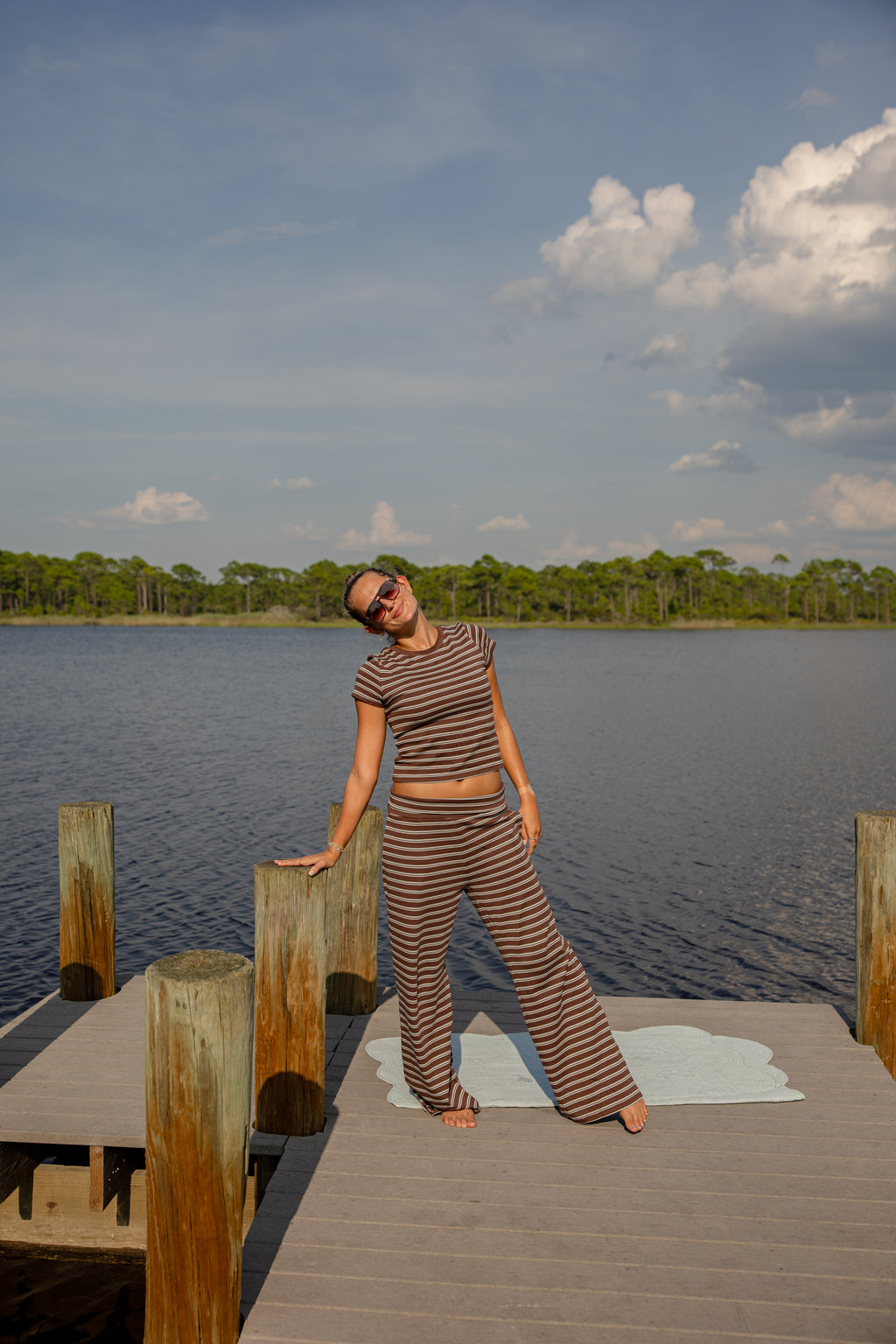 Striped Foldover Pants