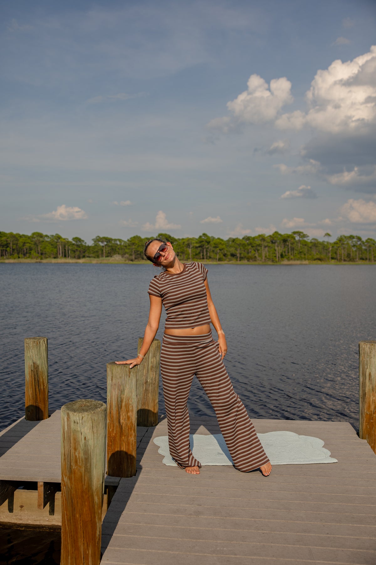 Striped Foldover Pants