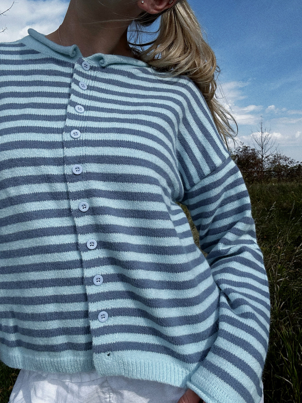 Striped Rollneck Cardigan