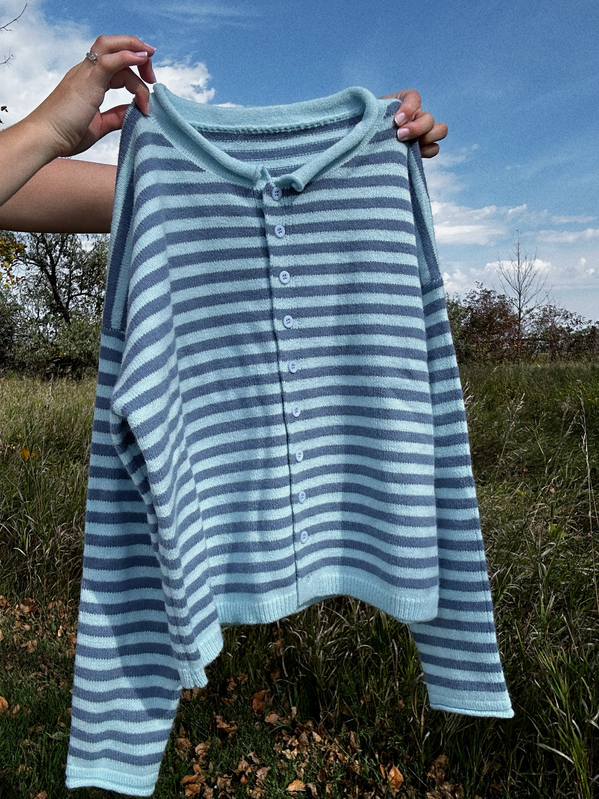 Striped Rollneck Cardigan