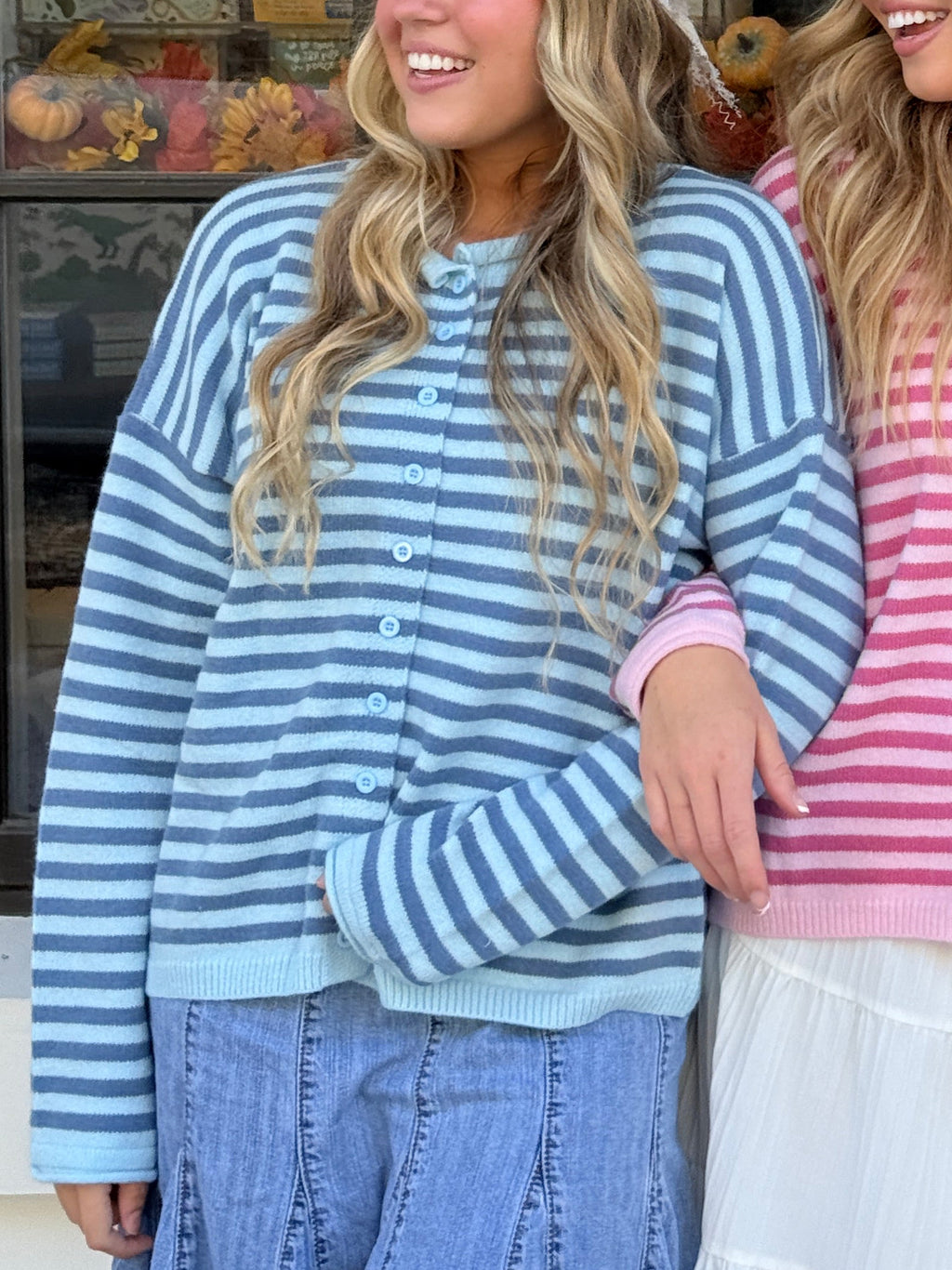 Striped Rollneck Cardigan