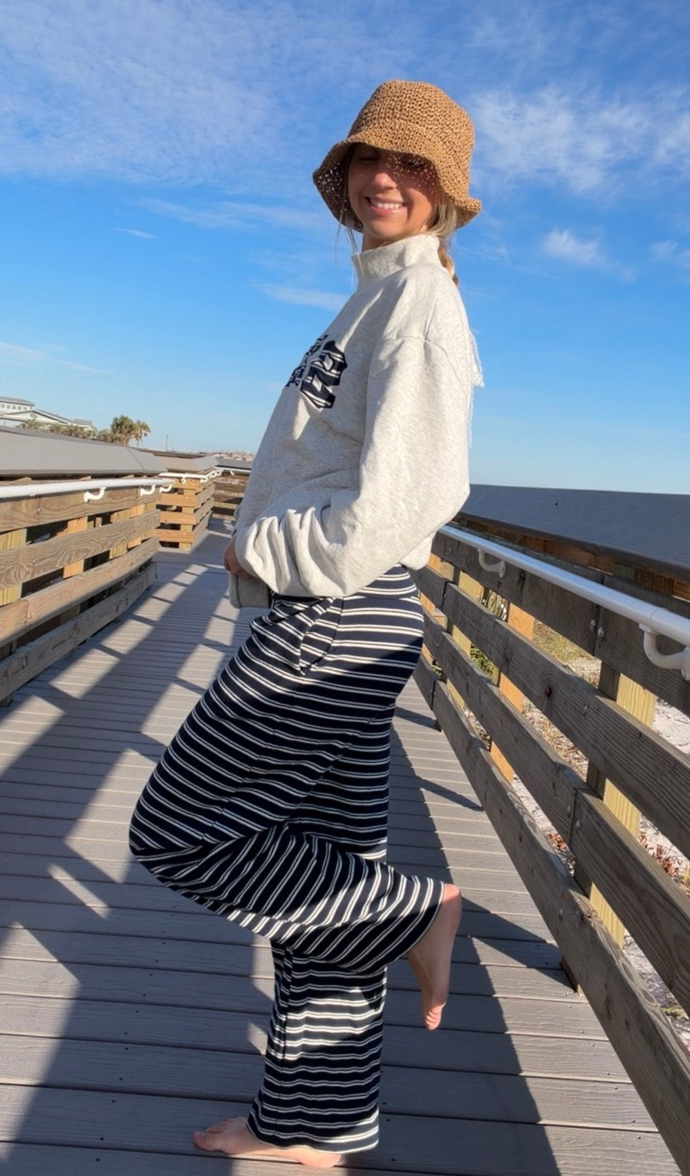 Striped Foldover Pants
