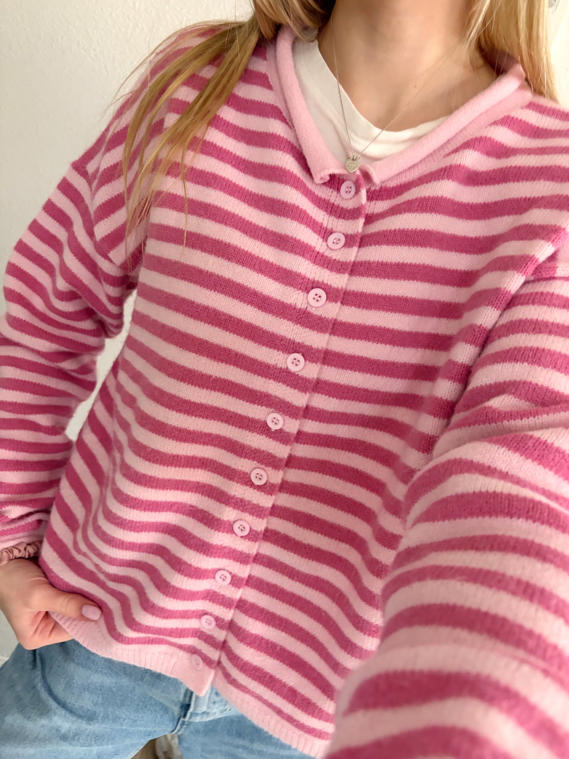 Striped Rollneck Cardigan
