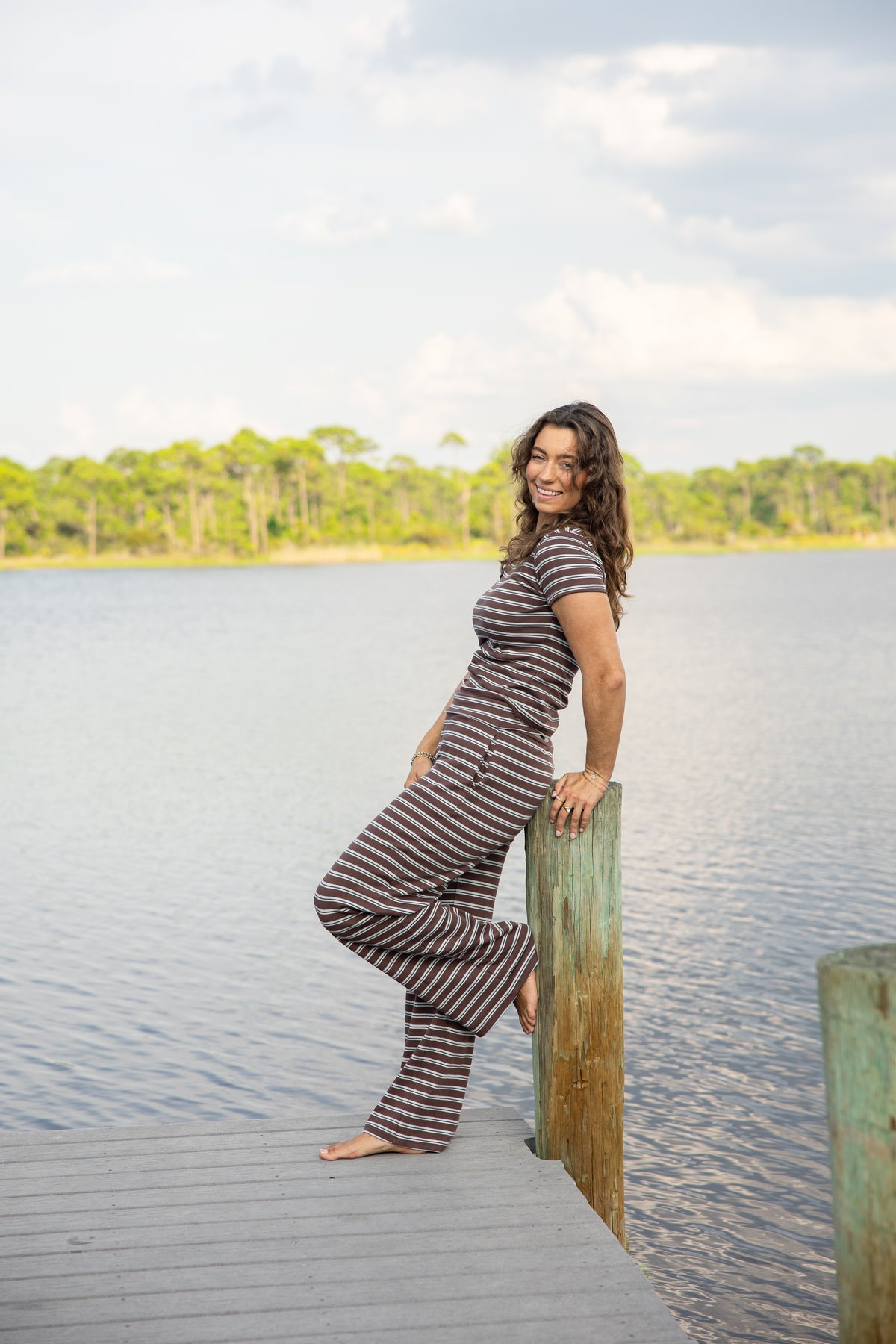 Striped Foldover Pants