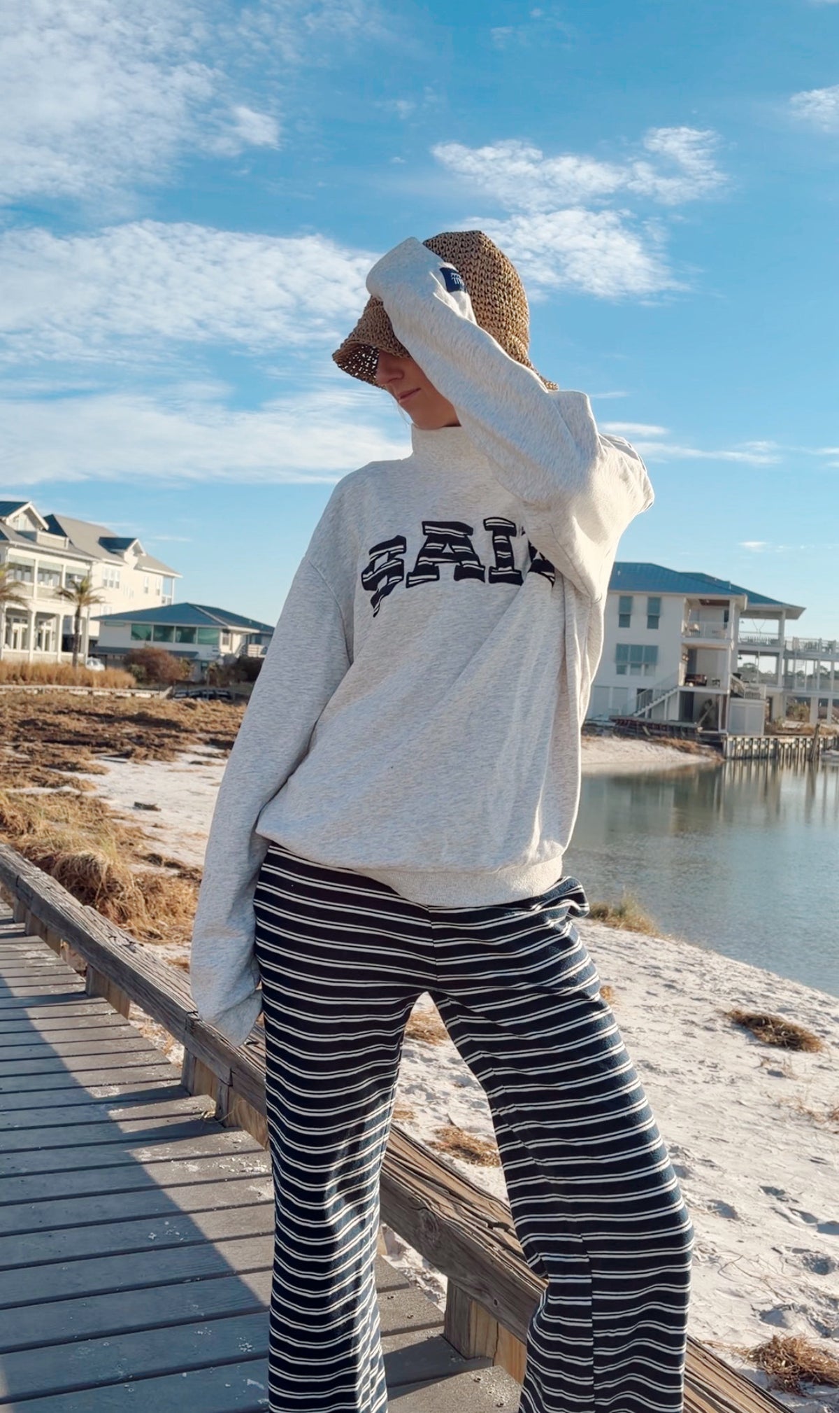 Striped Foldover Pants