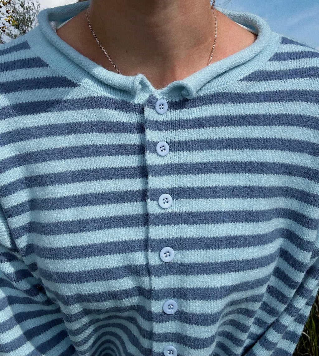 Striped Rollneck Cardigan