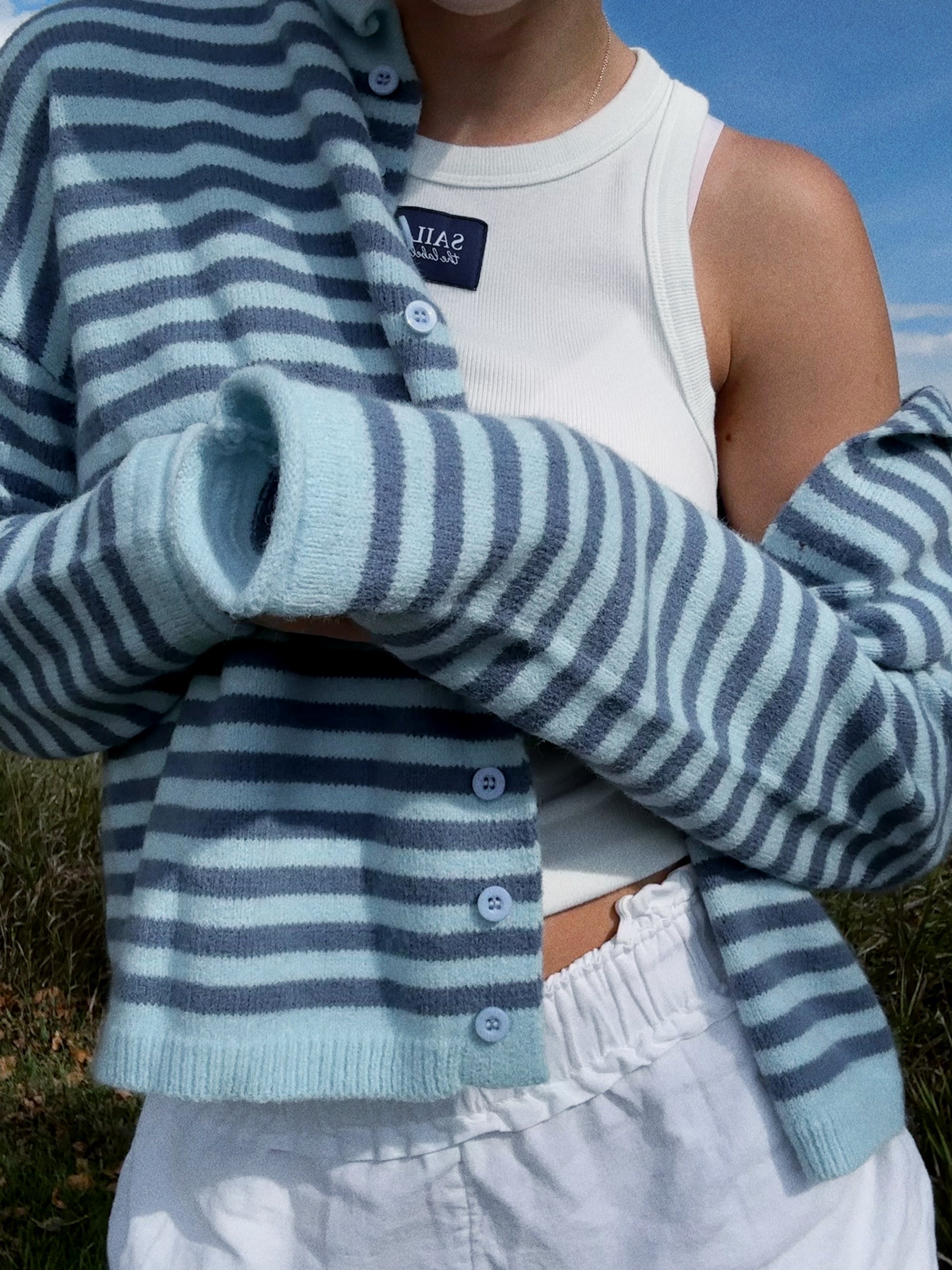 Striped Rollneck Cardigan