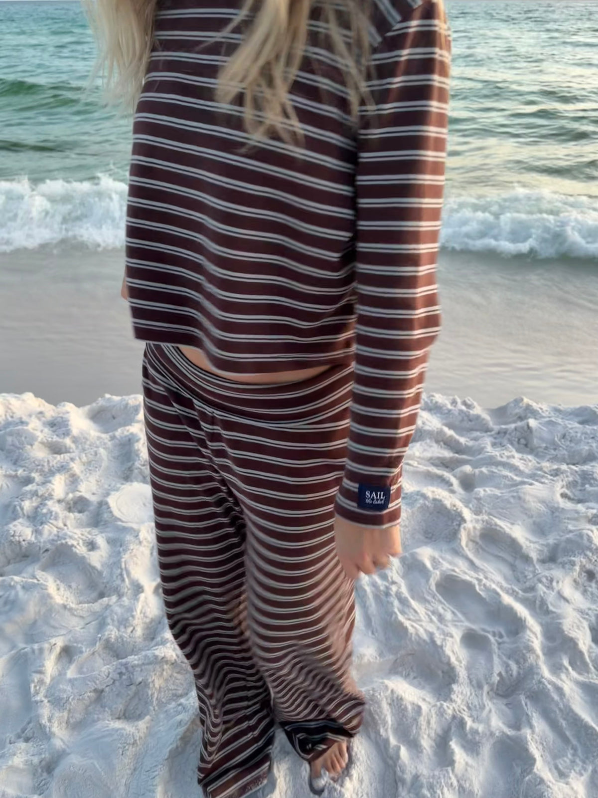 Striped Foldover Pants